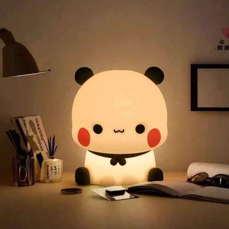 Panda Pat Led Luce notturna Bubu e Dudu Simpatico animale Cartone animato Lampada per bambini Comodino Camera da letto Soggiorno Decorativo Orso Kawaii Gi