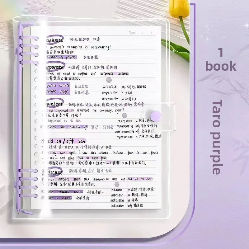 Spiral Notebook 120Pages A5 Loose Detachable Coil Notebook PVC Waterproof Cover Simple Student Notepad School Supplies