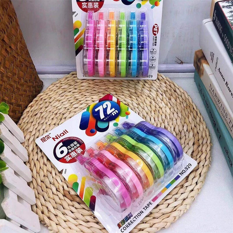 6PCS Corrector Tape Ribbon Corrector Putty Corrective Tape Kawaii Stationery Sweet Things for School XZD02