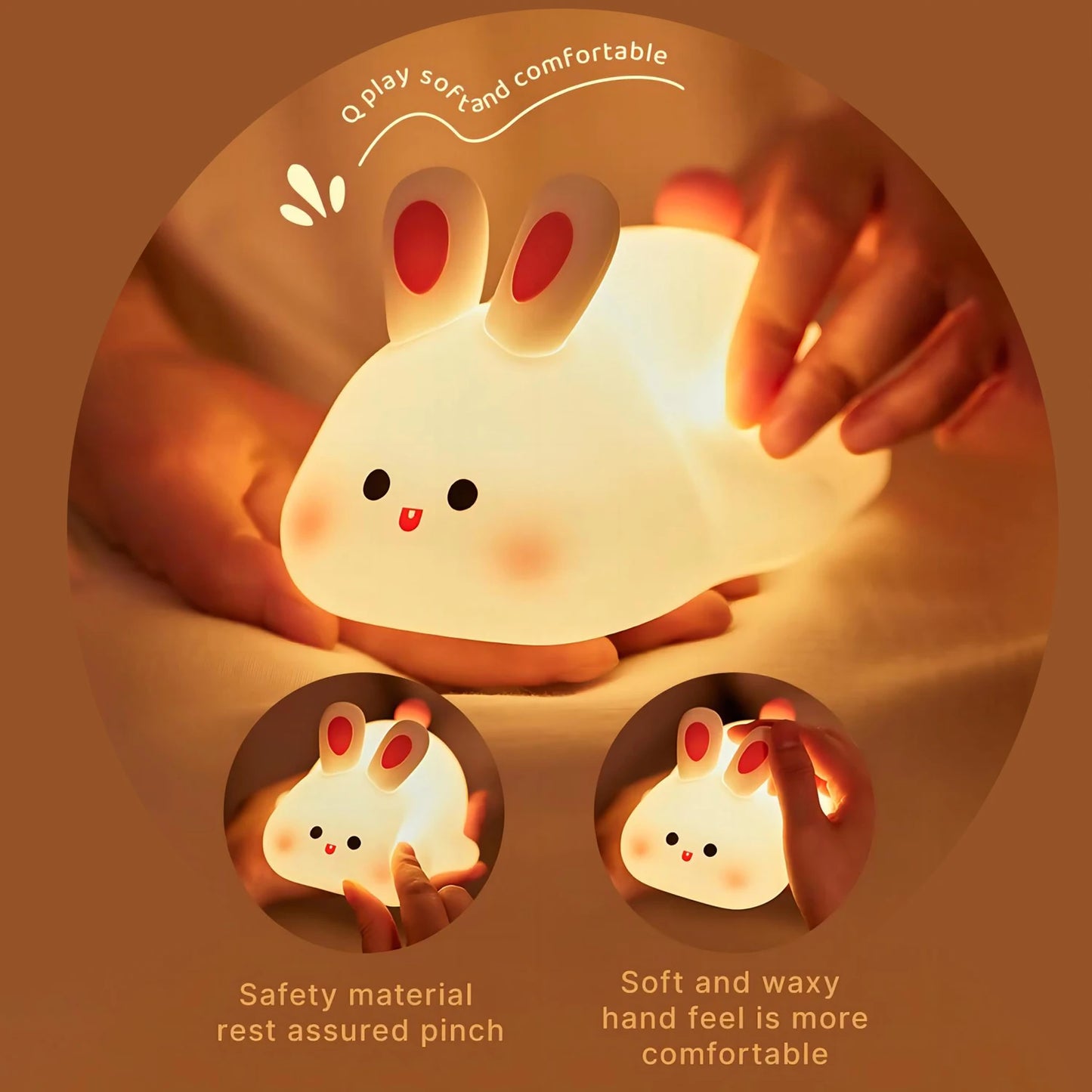 Cute Silicone Squishy Night Lamp Fox Rabbit Dimmable Nursery Nightlight Rechargeable Timing Bedside Table Lamp With Touch Sensor