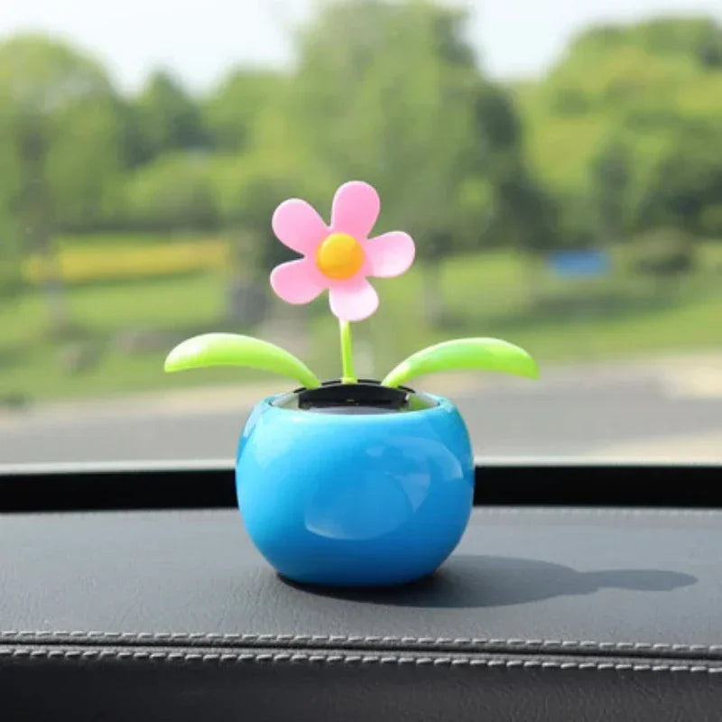 Unique Apple-Shaped Solar Flower Car Decoration Vibrant Swinging Sunflower Dancer Auto Office Home Decoration Accessories