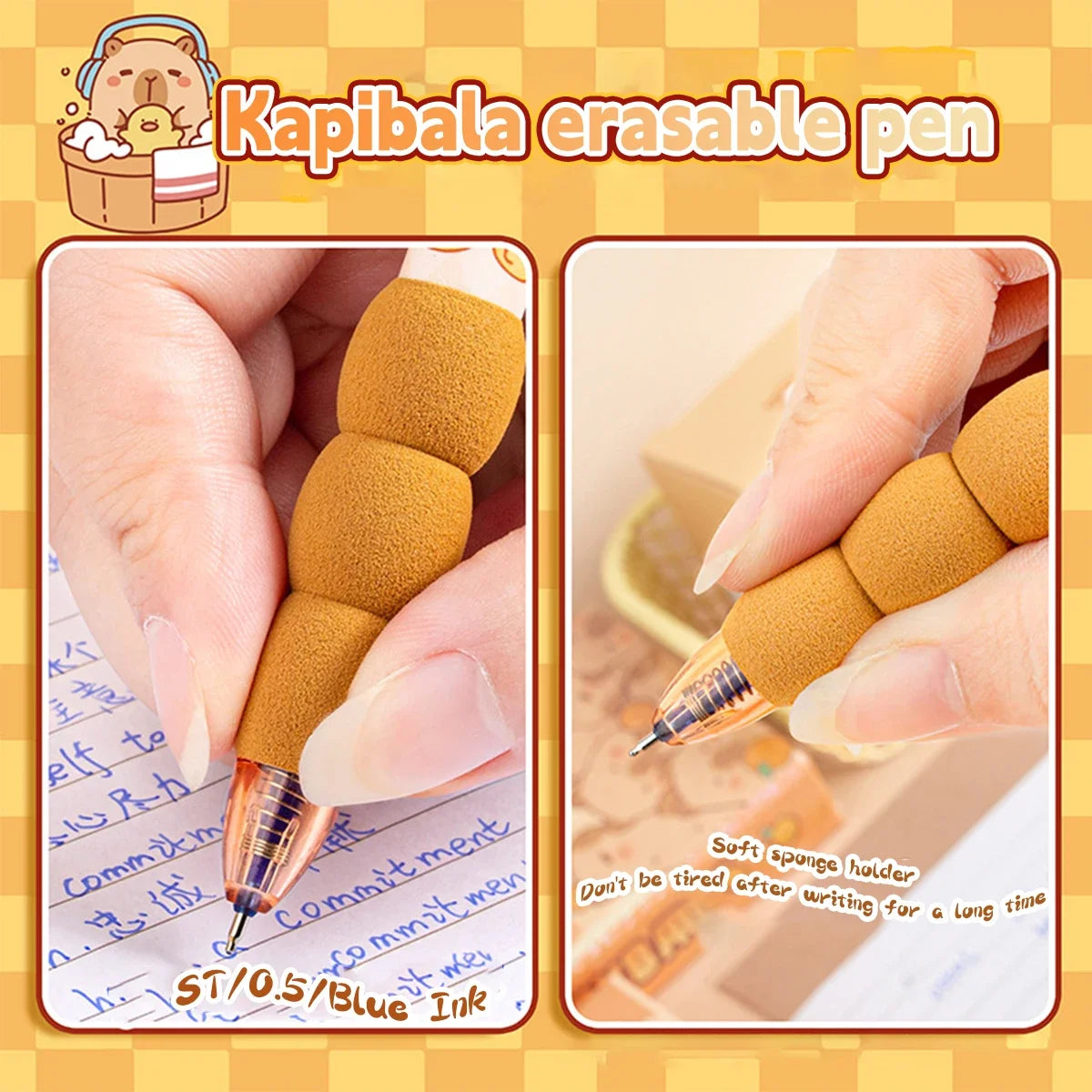 Cute Capybara Animal Gel Pens Erasable & Refillable Ink Pens Smudge-Free Writing for School Office Supplies Stationery Gifts