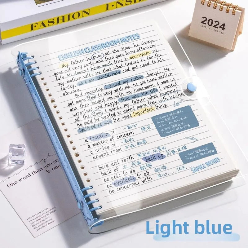 120Pages A5 Loose Spiral Notebook Detachable Coil Notebook PVC Waterproof Cover Simple Student Notepad School Supplies