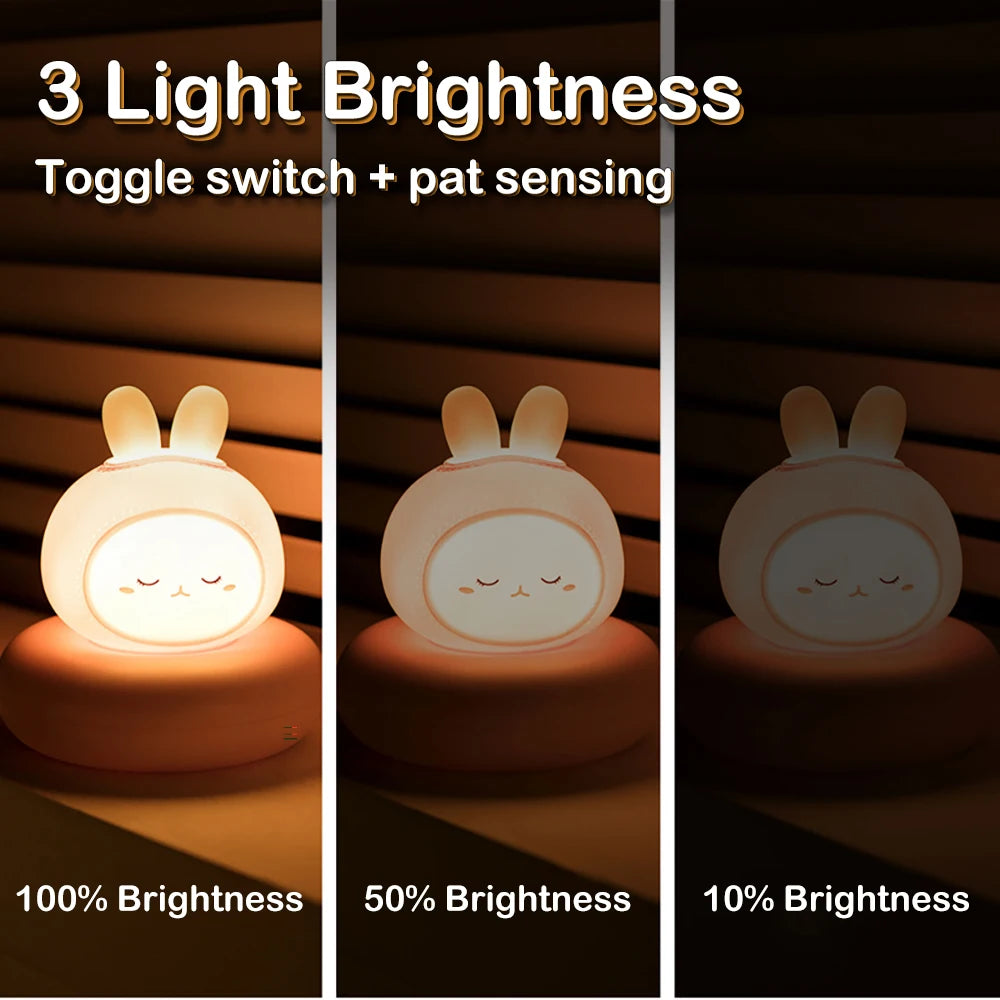 Cute Animal Night Light for Kids 3 Level Dimmable Nursery Sleeping Lamp Touch Control Nightlight for Breastfeeding Toddler Decor