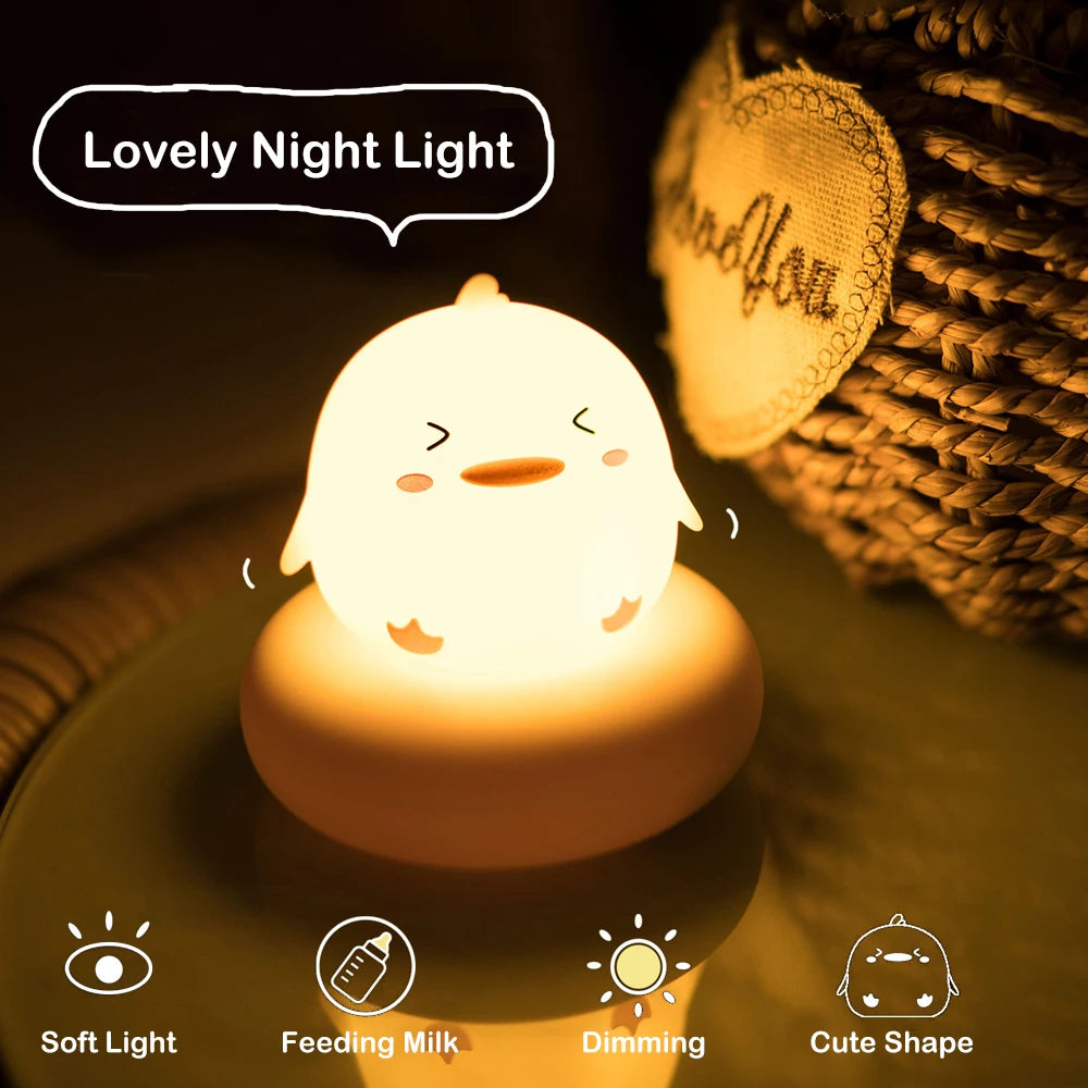 Cute Animal Night Light for Kids 3 Level Dimmable Nursery Sleeping Lamp Touch Control Nightlight for Breastfeeding Toddler Decor