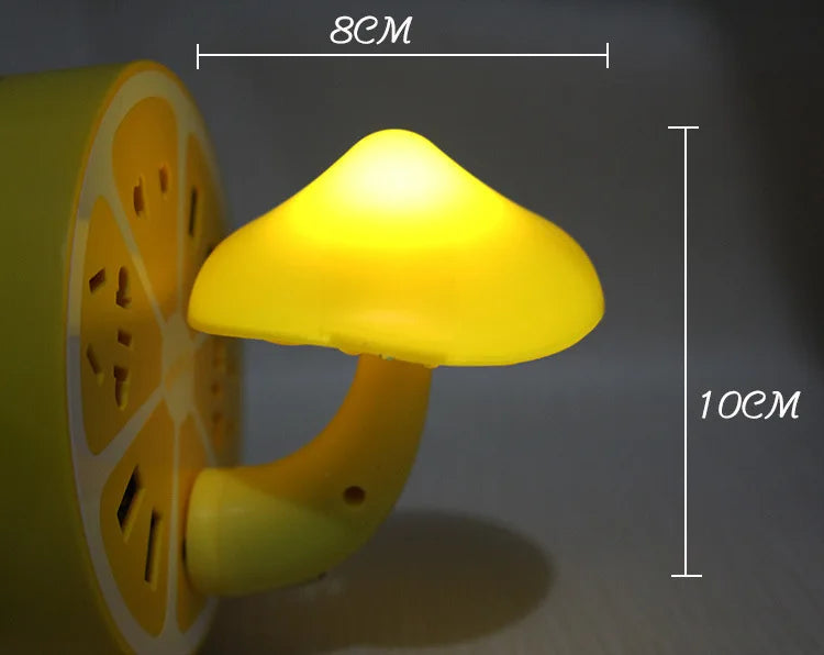 Lampada da parete a fungo con luce notturna a LED, spina UE, controllo della luce, induzione, risparmio energetico, protezione ambientale, lampada da camera da letto, decorazione per la casa