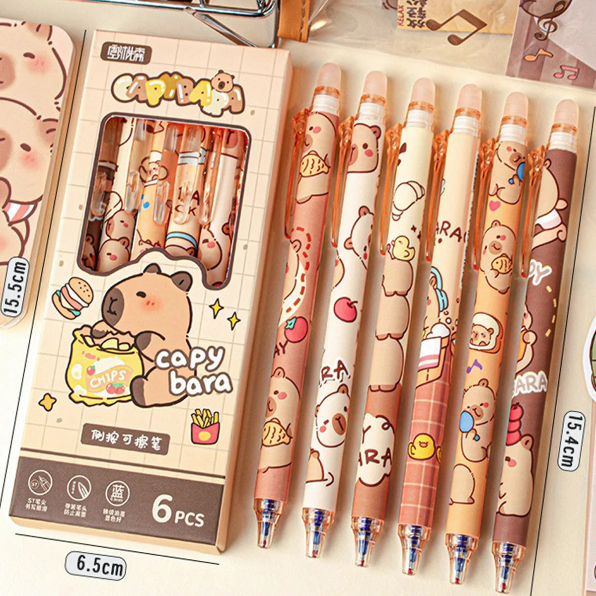 Cute Capybara Animal Gel Pens Erasable & Refillable Ink Pens Smudge-Free Writing for School Office Supplies Stationery Gifts