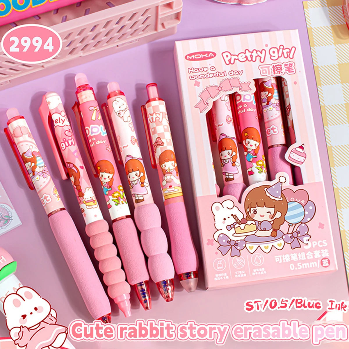 Cute Capybara Animal Gel Pens Erasable & Refillable Ink Pens Smudge-Free Writing for School Office Supplies Stationery Gifts