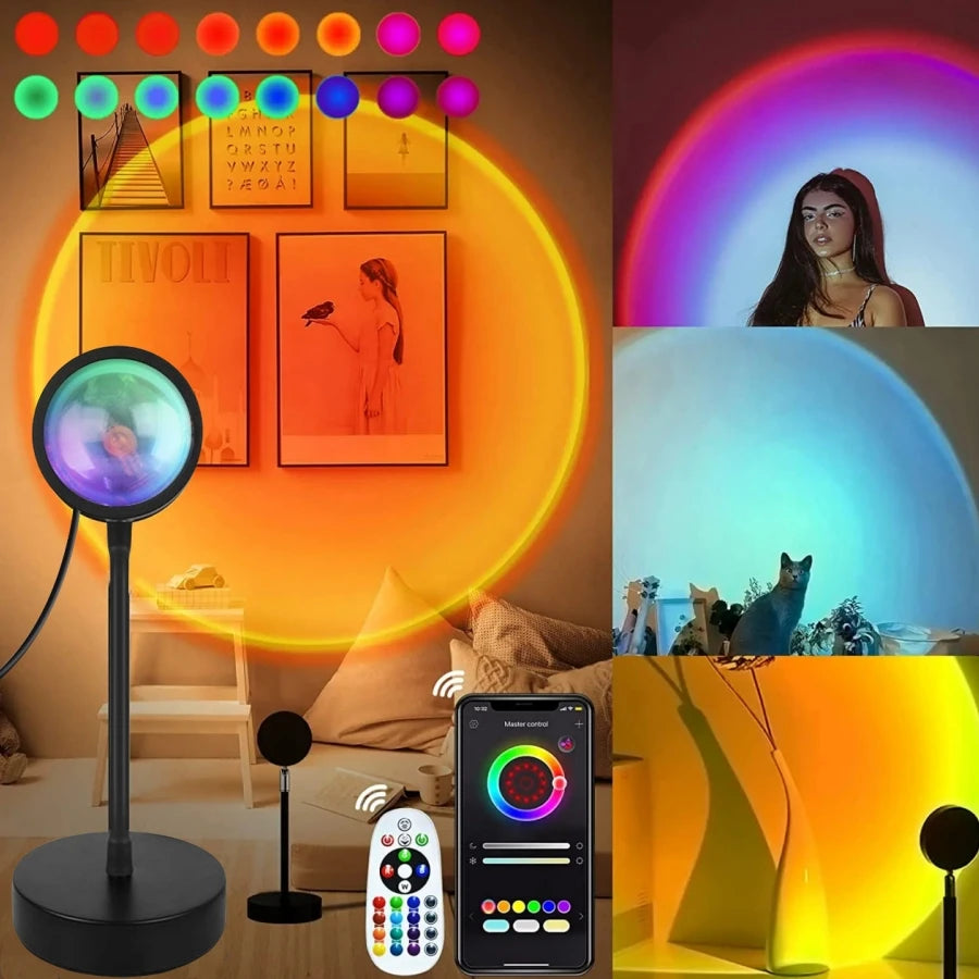 Lampada intelligente al tramonto Tuya LED luce notturna USB RGB Smart Life APP proiezione remota per decorazione della stanza fotografia festival nascita