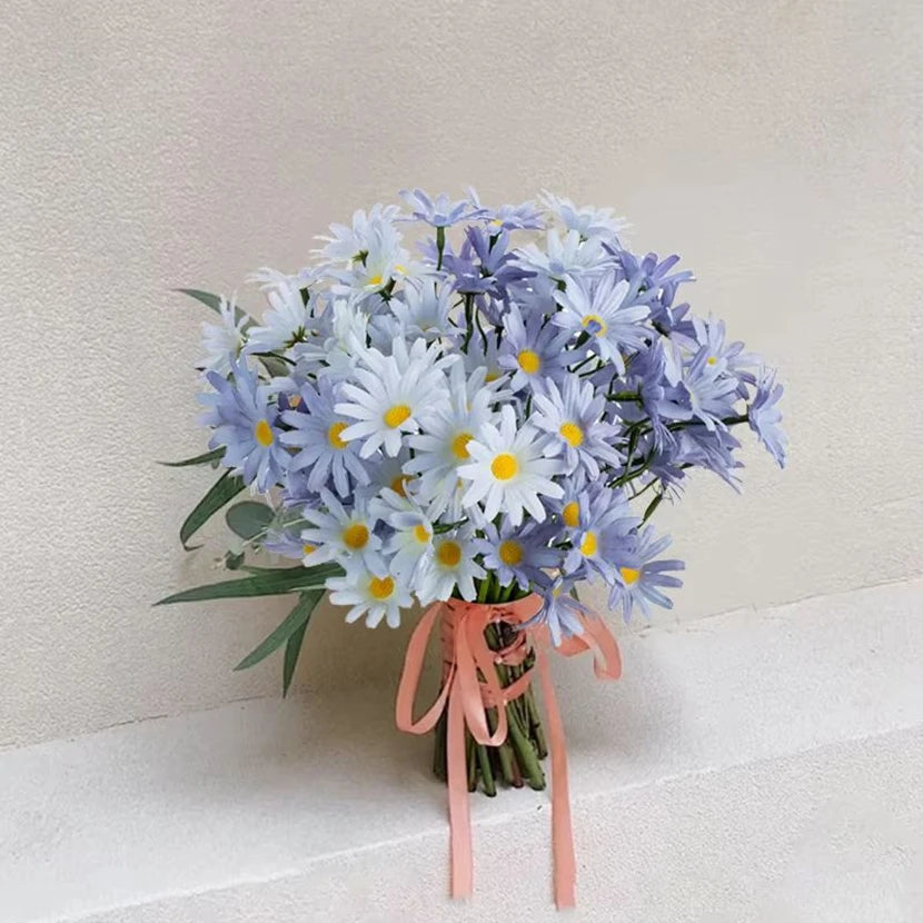 1Pc Artificial Simulation Flowers Handheld Silk Chrysanthemum Wedding Bridal Bouquets Home Vase Outdoor Garden Festival Diy Gift