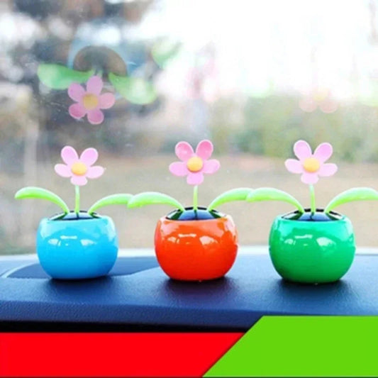 Unique Apple-Shaped Solar Flower Car Decoration Vibrant Swinging Sunflower Dancer Auto Office Home Decoration Accessories