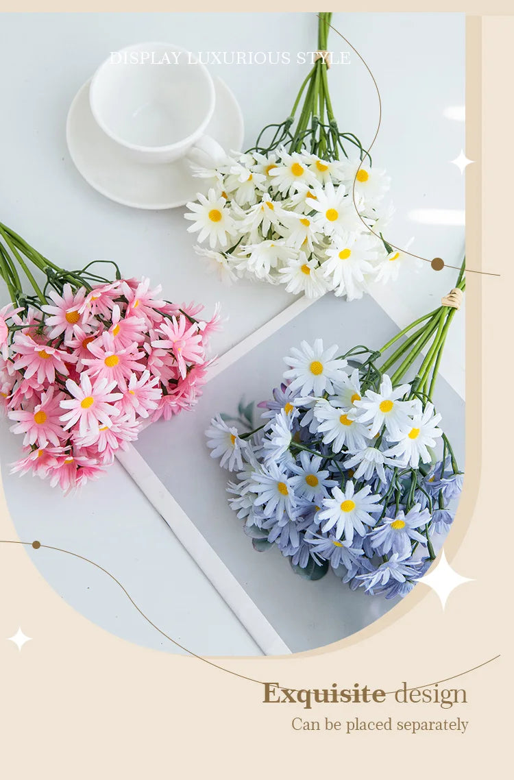 1Pc Artificial Simulation Flowers Handheld Silk Chrysanthemum Wedding Bridal Bouquets Home Vase Outdoor Garden Festival Diy Gift