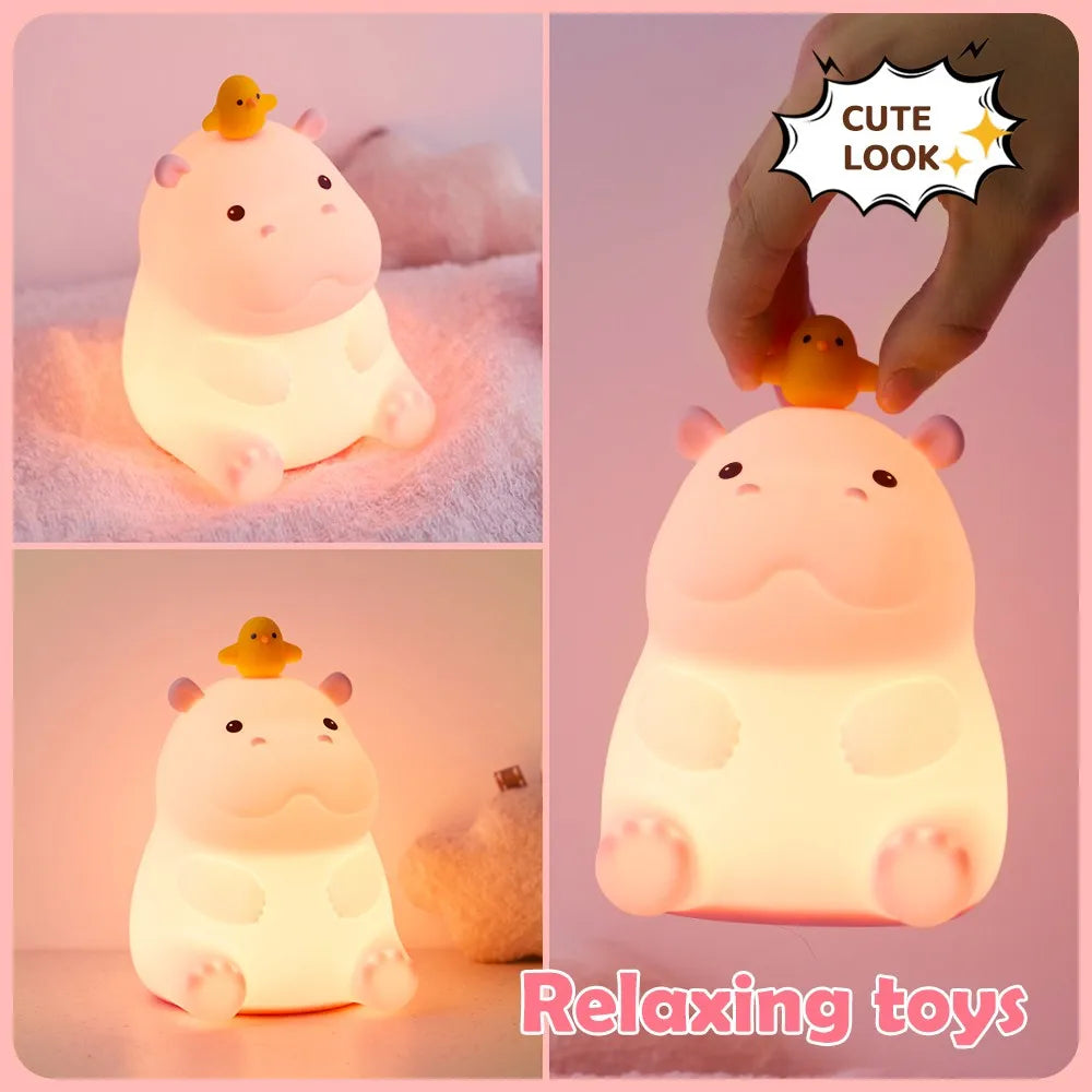 Cute Silicone Squishy Night Lamp Fox Rabbit Dimmable Nursery Nightlight Rechargeable Timing Bedside Table Lamp With Touch Sensor