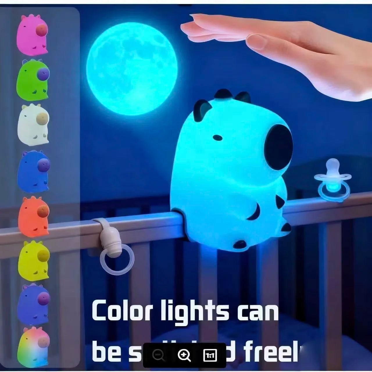 Cute Capybara LED Night Light for Kids 7 Colors Touch Cartoon Silicone Bedside Sleep Lamp Birthday Gift for Children's Room