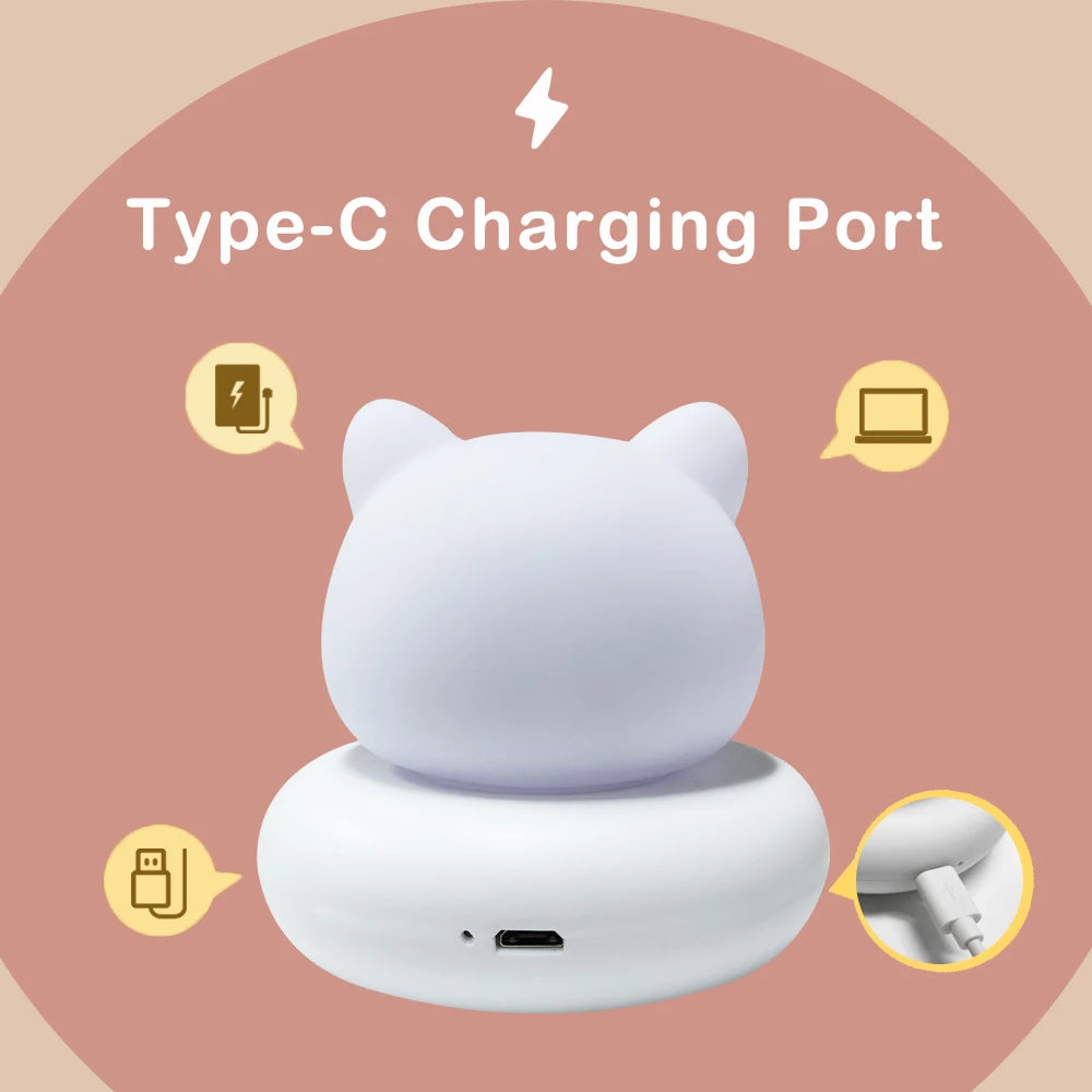 Cute Animal Night Light Novelty 3 Level Dimmable Nursery Nightlight USB Rechargeable Table Lamp for Breastfeeding Toddler Baby