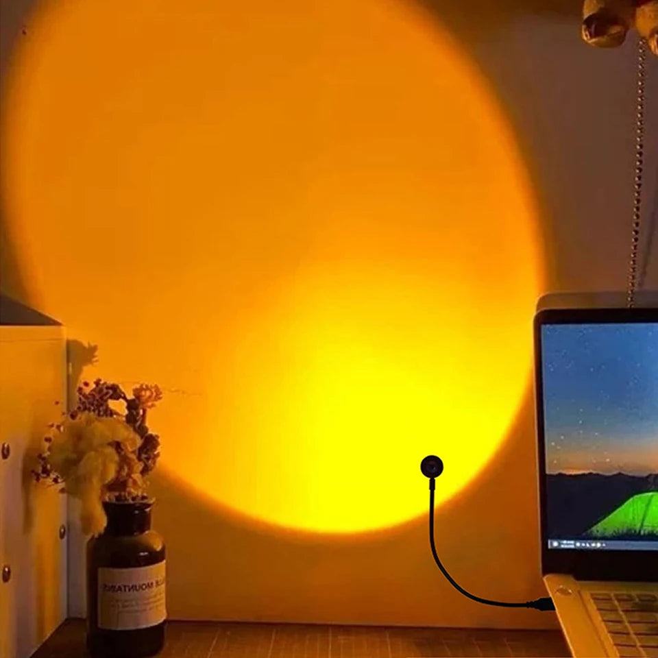 Lampada LED al tramonto USB con spedizione diretta senza marchio di scelta, proiettore di luce notturna al neon arcobaleno, illuminazione da parete per fotografia