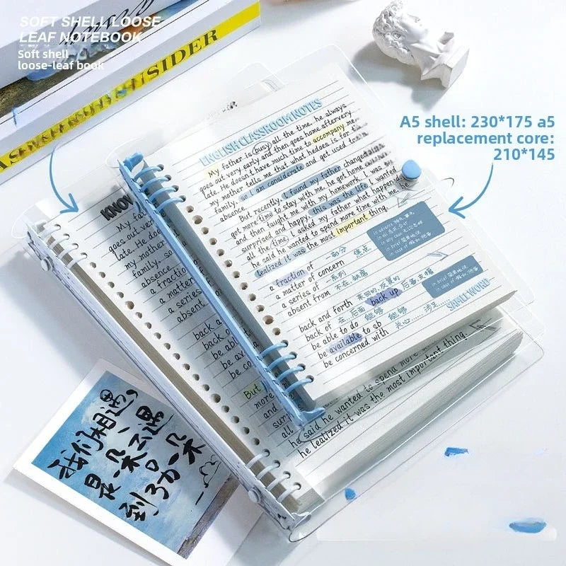 Spiral Notebook 120Pages A5 Loose Detachable Coil Notebook PVC Waterproof Cover Simple Student Notepad School Supplies