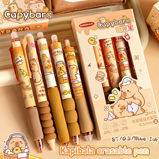 Cute Capybara Animal Gel Pens Erasable & Refillable Ink Pens Smudge-Free Writing for School Office Supplies Stationery Gifts