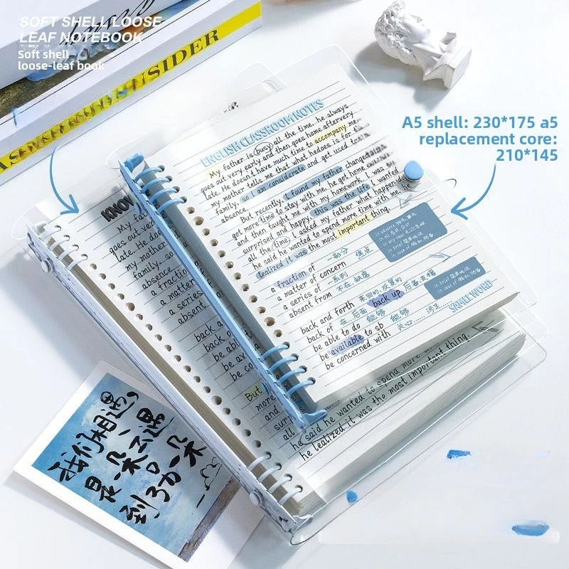 120Pages A5 Loose Spiral Notebook Detachable Coil Notebook PVC Waterproof Cover Simple Student Notepad School Supplies