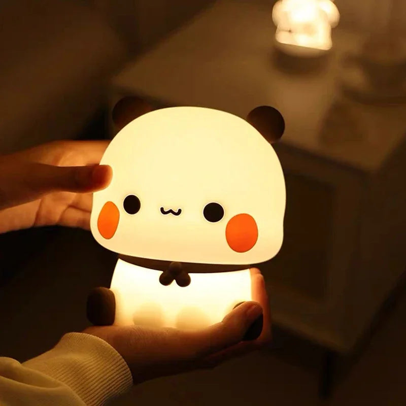 Panda Pat Led Luce notturna Bubu e Dudu Simpatico animale Cartone animato Lampada per bambini Comodino Camera da letto Soggiorno Decorativo Orso Kawaii Gi