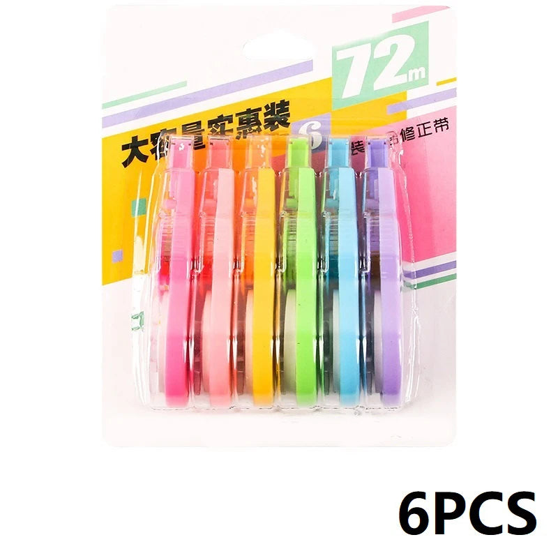 6PCS Corrector Tape Ribbon Corrector Putty Corrective Tape Kawaii Stationery Sweet Things for School XZD02