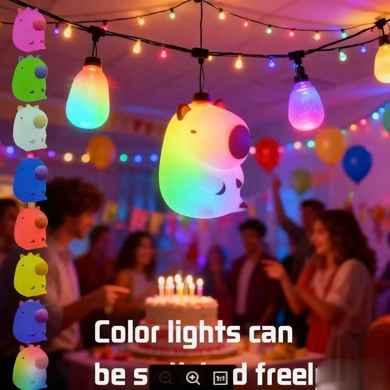 Cute Capybara LED Night Light for Kids 7 Colors Touch Cartoon Silicone Bedside Sleep Lamp Birthday Gift for Children's Room