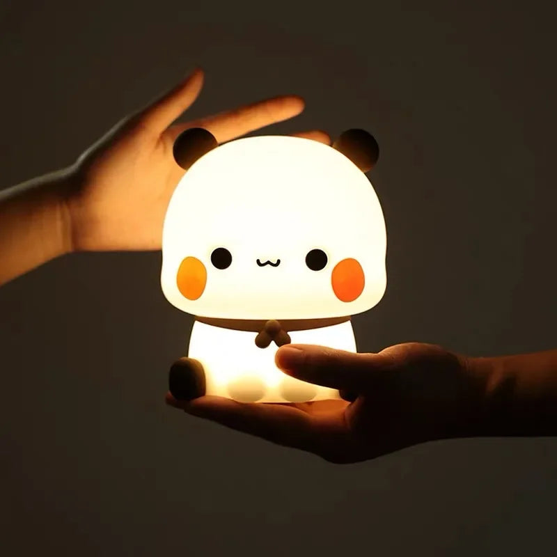 Panda Pat Led Luce notturna Bubu e Dudu Simpatico animale Cartone animato Lampada per bambini Comodino Camera da letto Soggiorno Decorativo Orso Kawaii Gi