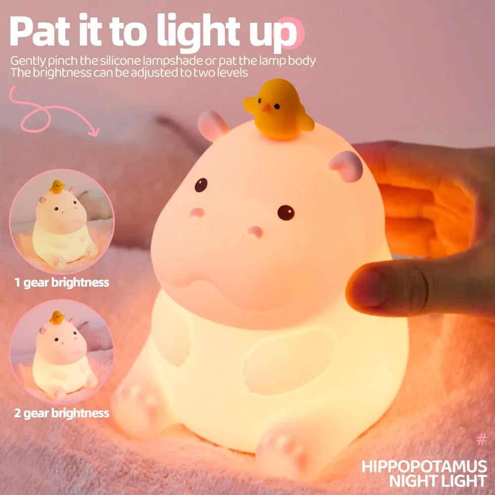 Cute Silicone Squishy Night Lamp Fox Rabbit Dimmable Nursery Nightlight Rechargeable Timing Bedside Table Lamp With Touch Sensor