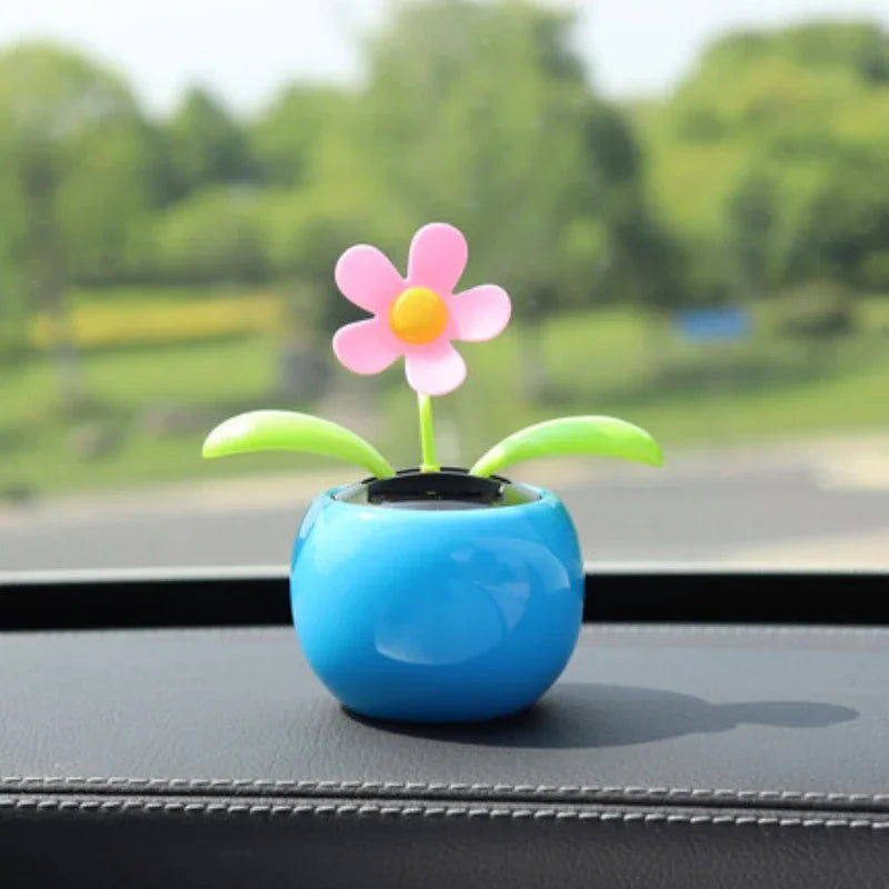 Unique Apple-Shaped Solar Flower Car Decoration Vibrant Swinging Sunflower Dancer Auto Office Home Decoration Accessories