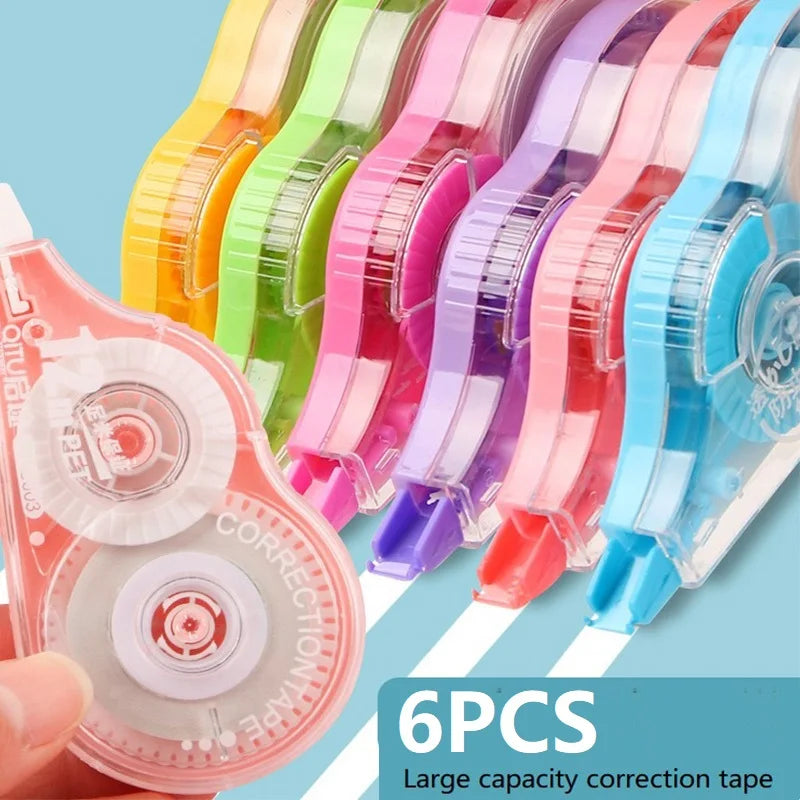 6PCS Corrector Tape Ribbon Corrector Putty Corrective Tape Kawaii Stationery Sweet Things for School XZD02