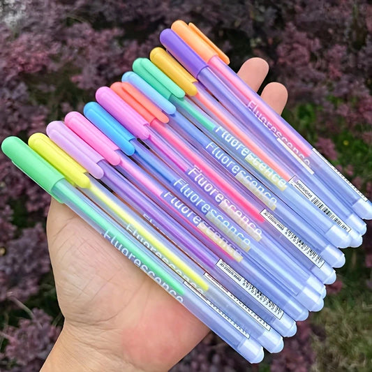 12/6pcs Pastel Colored Gel Pens, Fluorescent Colored Markers for Sketching/Drawing/Writing, Artist & Office Supplies