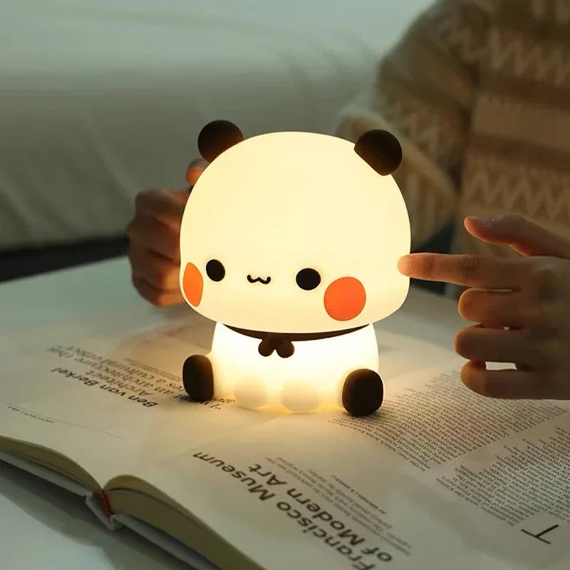 Panda Pat Led Luce notturna Bubu e Dudu Simpatico animale Cartone animato Lampada per bambini Comodino Camera da letto Soggiorno Decorativo Orso Kawaii Gi
