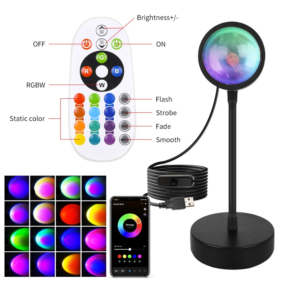 Lampada intelligente al tramonto Tuya LED luce notturna USB RGB Smart Life APP proiezione remota per decorazione della stanza fotografia festival nascita
