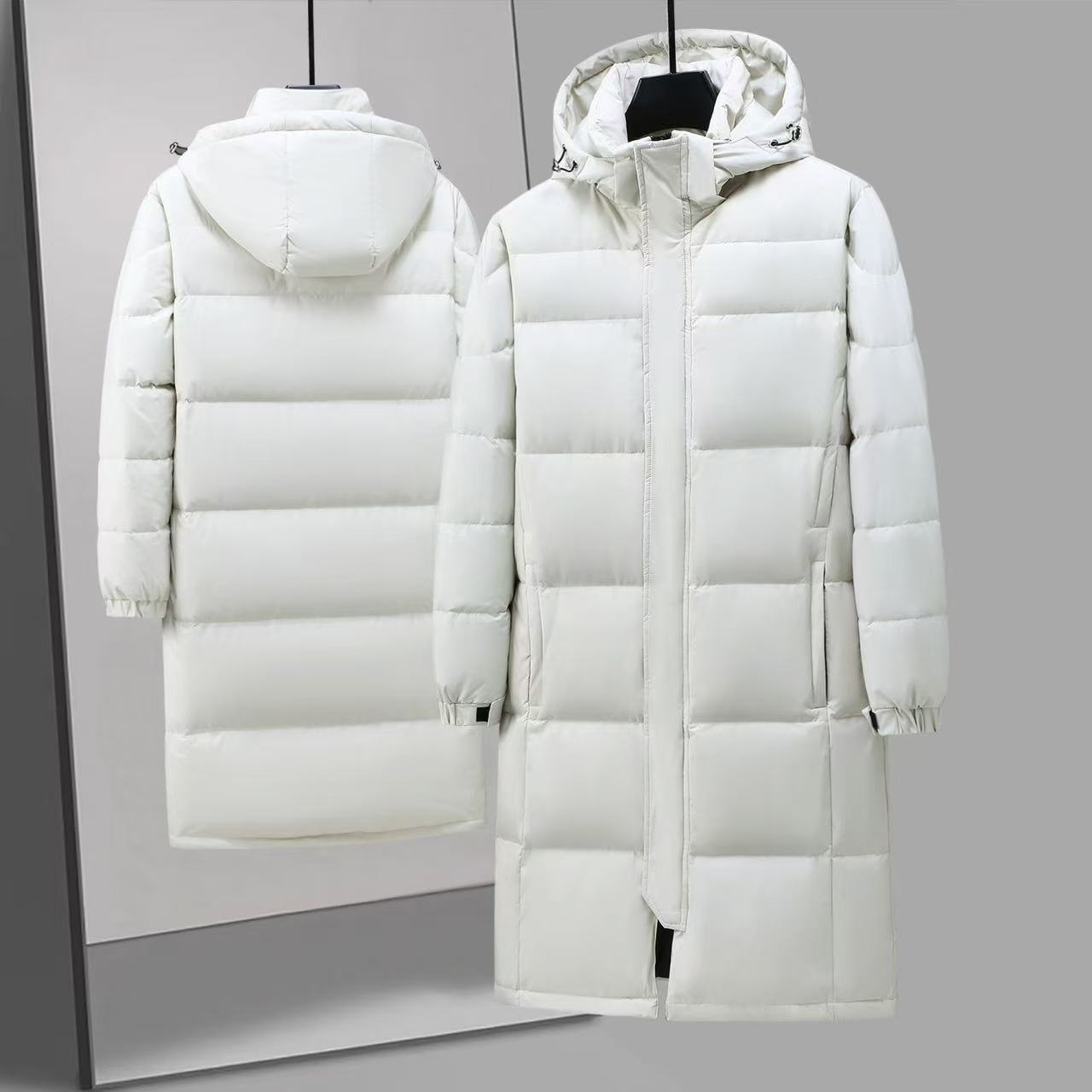 Mid-length Couple Men's And Women's Winter Down Hooded Jacket