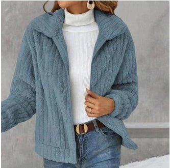 Girl's Fleece Lapel Cropped Jacket.